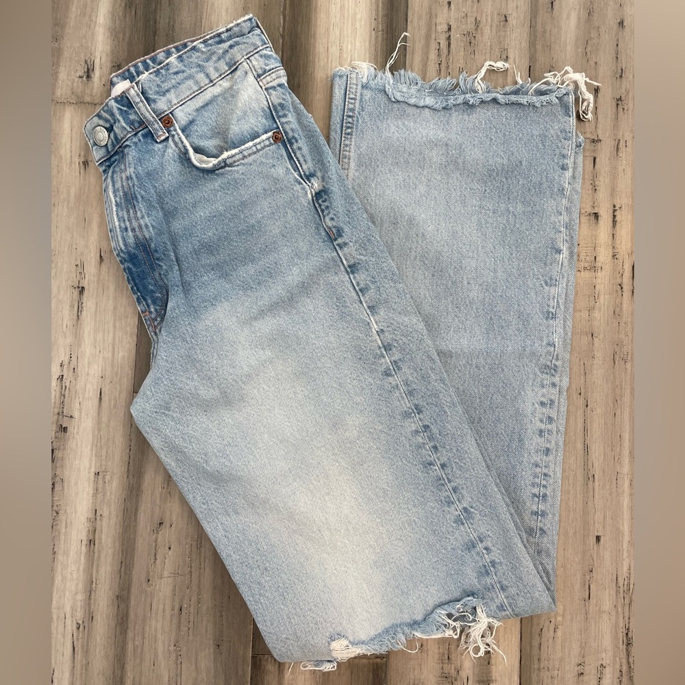 Zara Light Blue Wide Leg Jeans